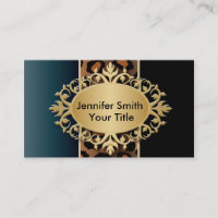 Elegant Denim Blue and Black Leopard Print