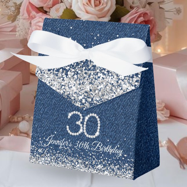 Elegant Denim & Diamonds 30th Birthday Favour Box (Denim and Diamonds 30th Birthday Favor gift box)