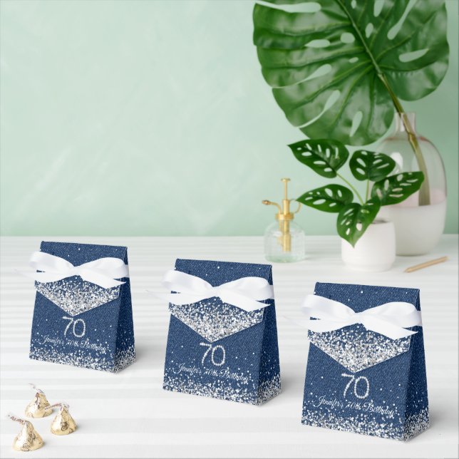 Elegant Denim & Diamonds 70th Birthday Favour Box (Multiple)