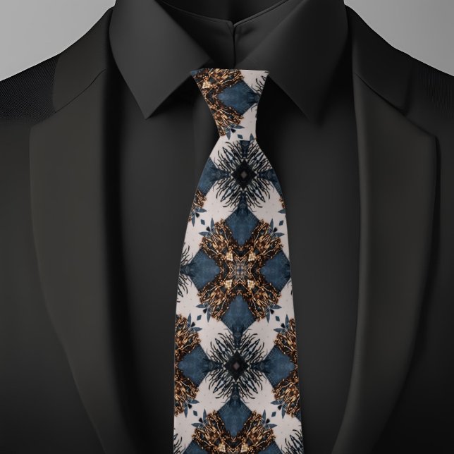 Elegant Denim White and Jewelled X Pattern  Tie (Creator Uploaded)