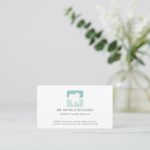 Elegant dentist airy light green tooth logo dental appointment card