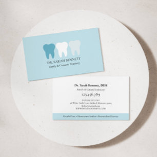 Elegant dentist aqua blue professional business card