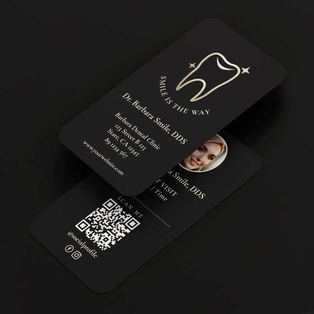 Elegant Dentist Dental Cosmetic Black Gold Business Card (Elegant Dentist Dental Cosmetic Black Gold Business Card
)