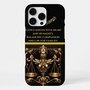 Elegant Depiction of Lady Justice in Golden Tones iPhone 16 Pro Max Case