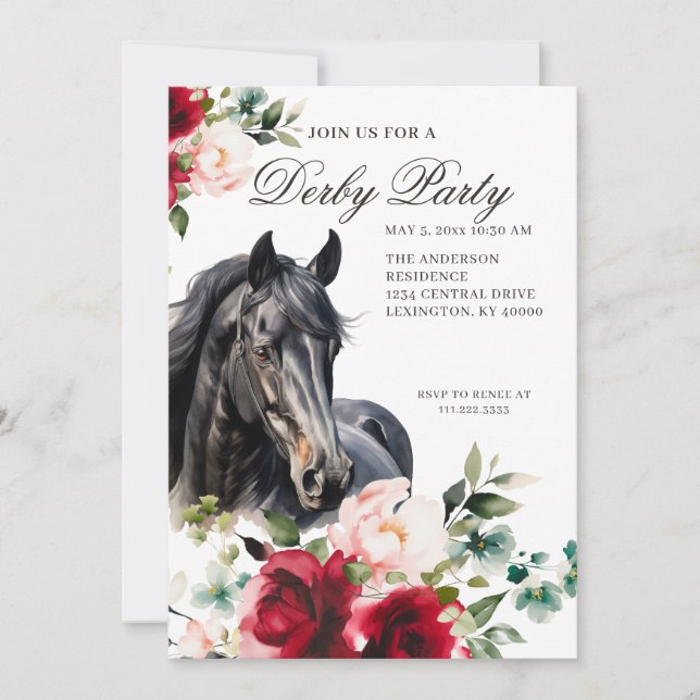 Elegant Derby Party  Invitation (Front)