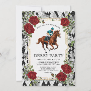 Elegant Derby Party Invitation with Horse Racing I
