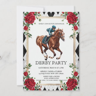 Elegant Derby Party Invitation with Horse Racing I
