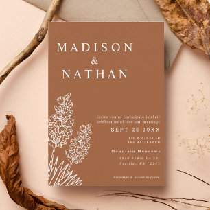 Elegant Desert Yucca Flower Terracotta Wedding Invitation