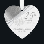 Elegant Design -  25th Silver Wedding Anniversary Ornament<br><div class="desc">25th Wedding Anniversary Keepsake Design Ornament. This beautiful ornament will be a hit with that special couple. It would also work well for any other event or occasion such as an engagement or wedding by simply changing the wording. A modern design ready for you to personalise. ⭐This Product is 100%...</div>