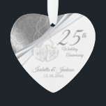 Elegant Design -  25th Silver Wedding Anniversary Ornament<br><div class="desc">25th Wedding Anniversary Keepsake Design Ornament. This beautiful ornament will be a hit with that special couple. It would also work well for any other event or occasion such as an engagement or wedding by simply changing the wording. A modern design ready for you to personalise. ⭐This Product is 100%...</div>