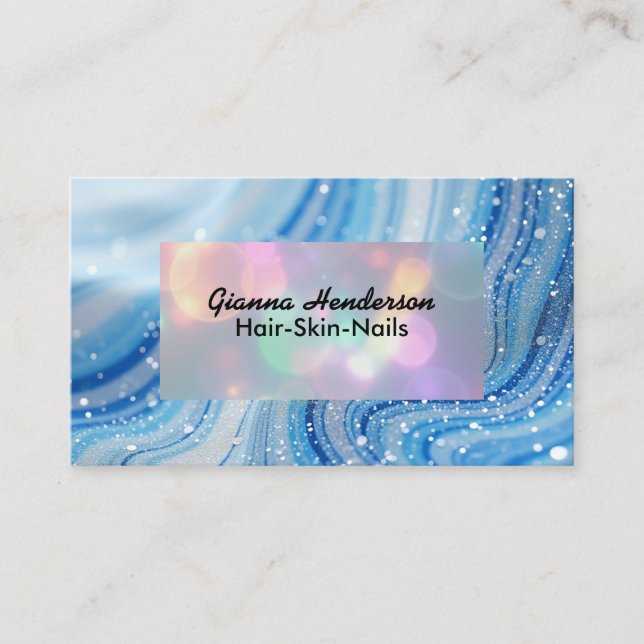 Elegant Design And Blue Waves Business Card (Front)