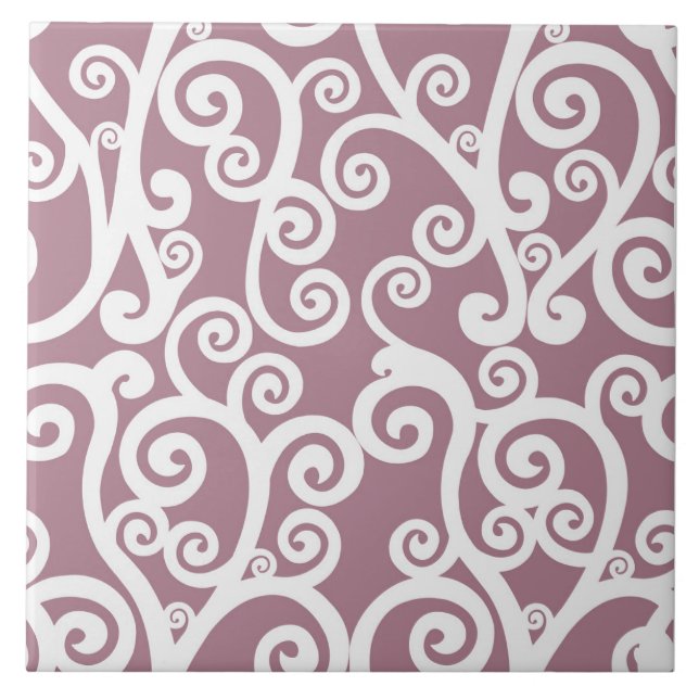 Elegant design, floral pattern, dusty pink, white tile (Front)