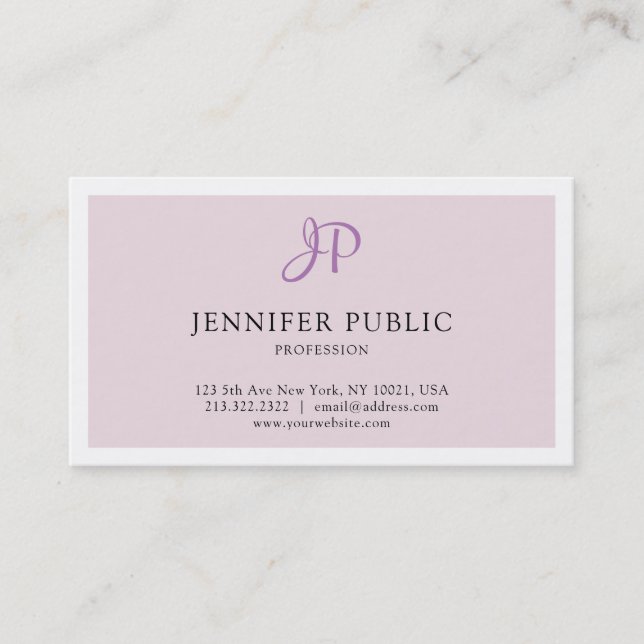 Elegant Design Monogram Sleek Plain Trendy Modern Business Card (Front)