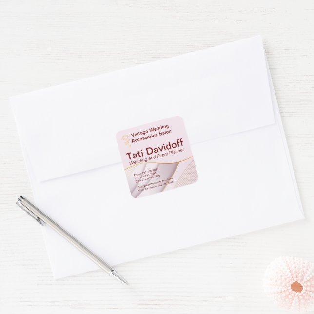 Elegant design Soft colours Pink Gold  Square Sticker (Envelope)