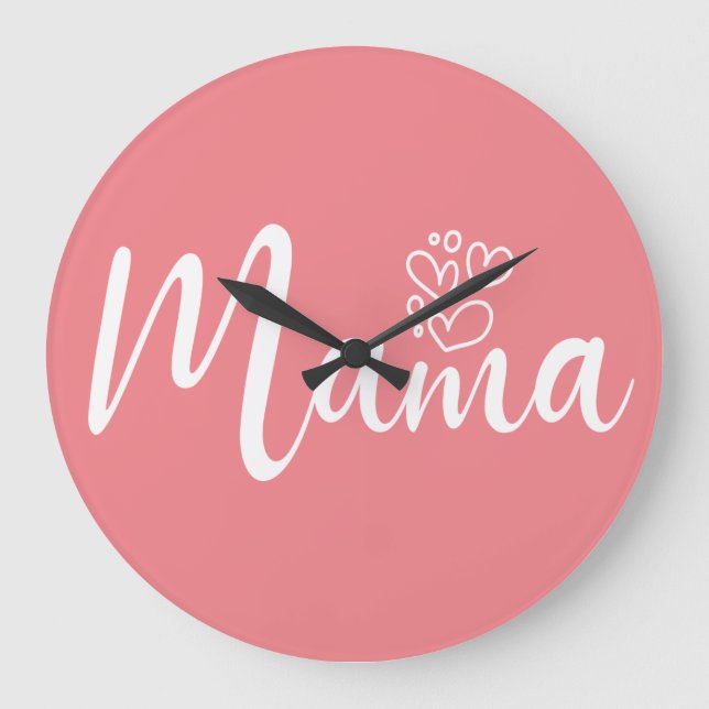 Elegant design Text Mom Typography Large Clock (Front)