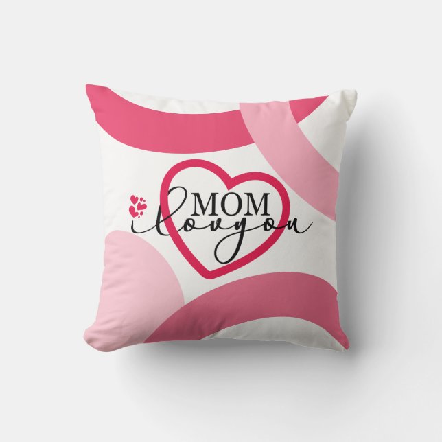Elegant design Text Mum I Love You With Heart Cushion (Front)