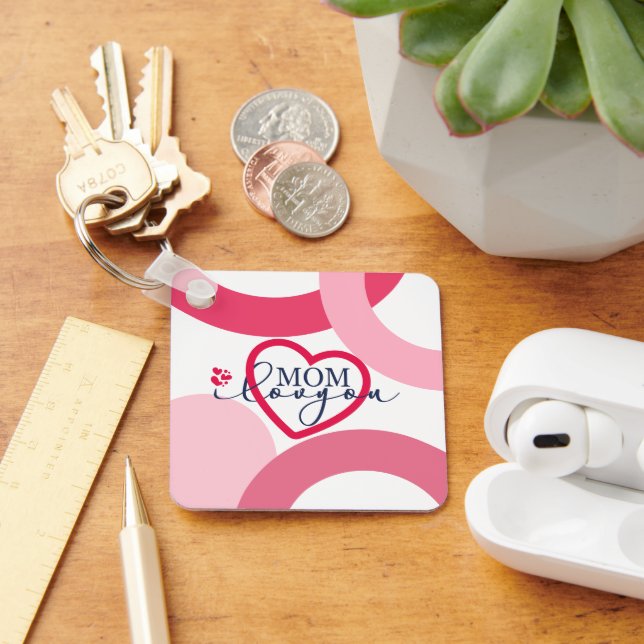 Elegant design Text Mum I Love You With Heart  Key Ring (Desk)