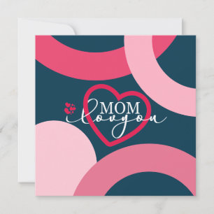 Elegant design Text Mum I Love You With Heart Thank You Card
