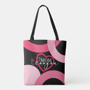 Elegant design Text Mum I Love You With Heart Tote Bag
