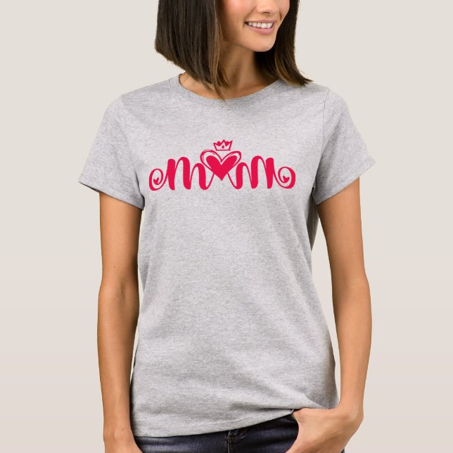 Elegant Design Text Mum Typography With Heart T-Shirt (Front)