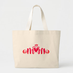 Elegant Design Text Mum With Heart Large Tote Bag