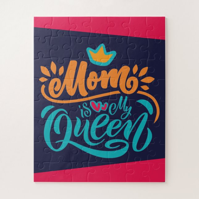 Elegant Design Typography Mum Is My Queen  Jigsaw Puzzle (Vertical)