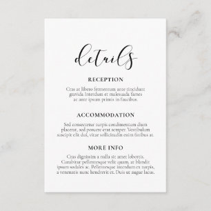 Elegant design wedding guest information card