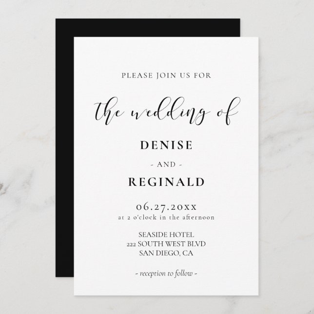Elegant design wedding invitation (Front/Back)