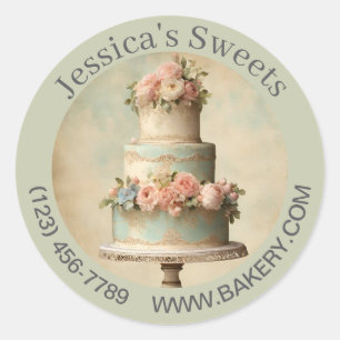 Elegant Dessert Baker Cake Caterer Cupcake Bakery Classic Round Sticker