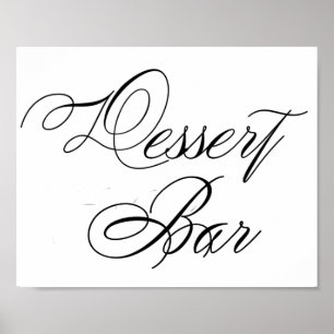 Elegant Dessert Bar Black Script Horizontal Sign