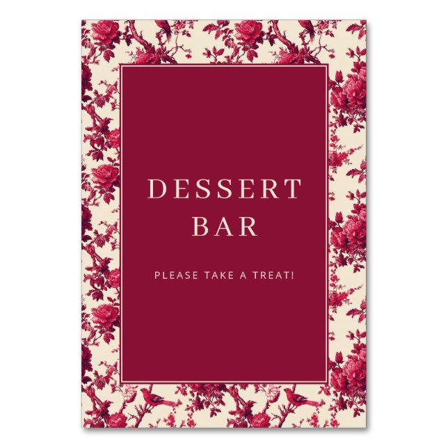 Elegant Dessert Bar Invitation Table Number (Front)