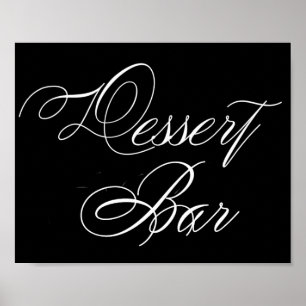 Elegant Dessert Bar White Script   Horizontal Sign