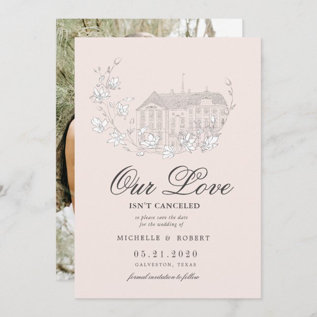 elegant destination floral Photo Save The Date Invitation (Front/Back)