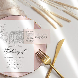 Elegant Destination Floral Save The Date Label