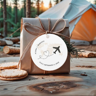 Elegant Destination Wedding Custom Name Aeroplane Favour Tags