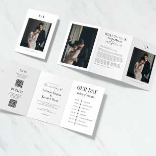 Elegant Detailed Photo Tri-Fold Wedding Invitation