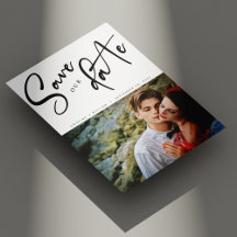 Elegant Diagonal Script Photo Wedding