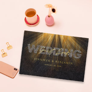 Elegant Diamond Black and Gold Diamond Wedding Guest Book