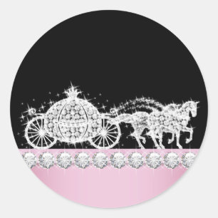 Elegant Diamond Carriage Pink Princess Stickers