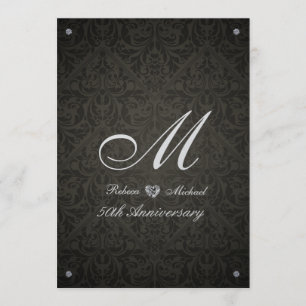 Elegant Diamond Damask Monogram Anniversary invite