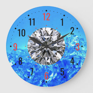 Elegant Diamond Design- Blue Decorative Large Clock