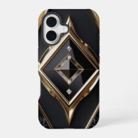 Elegant Diamond Geometric Black Gold iPhone Case