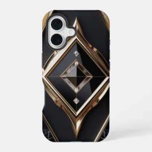 Elegant Diamond Geometric Black Gold iPhone Case