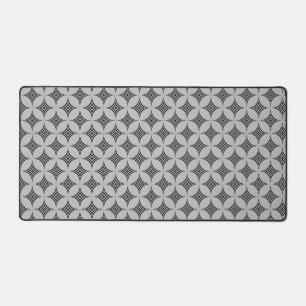 Elegant Diamond Geometric Pattern on Light Grey Desk Mat