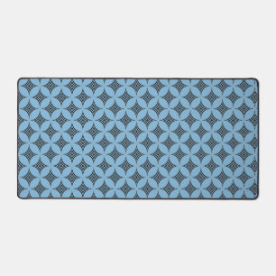 Elegant Diamond Geometric Pattern on Sky Blue Desk Mat