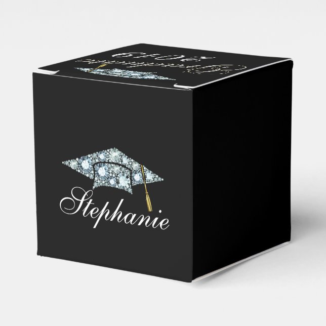 Elegant Diamond Graduation Cap Favour Box (Front Side)