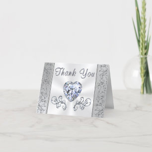 Elegant Diamond Heart Wedding Thank You Cards