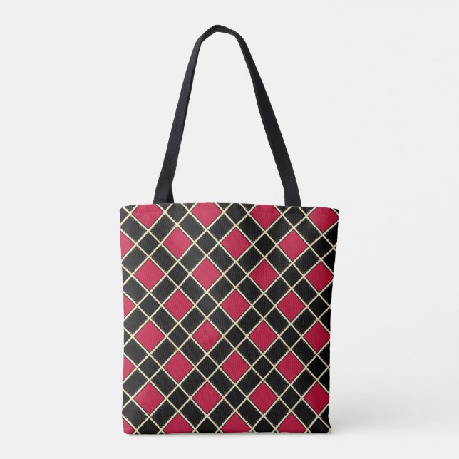Elegant Diamond in Black & Red Tote Bag (Back)