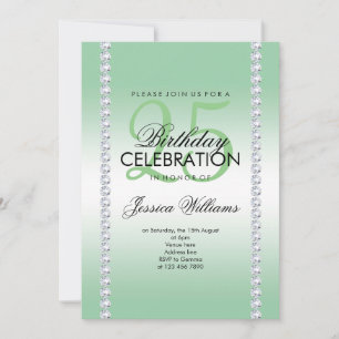 Elegant Diamond Jeweled Emerald Birthday Invitation