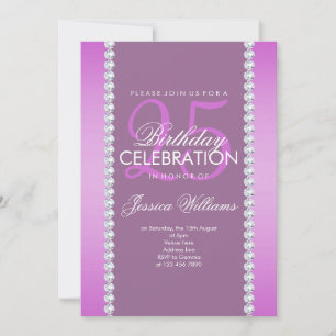 Elegant Diamond Jeweled Mauve Birthday Invitation